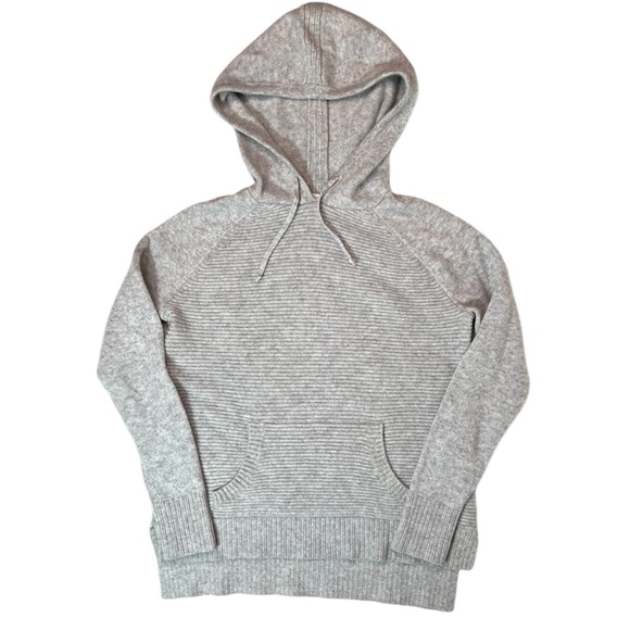 Athleta 100% Cashmere Knit Hoodie Sweater Heather Gray Size X-Small - Picture 2 of 12